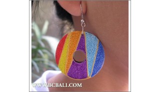 Bali Circle Wooden Earrings Painted